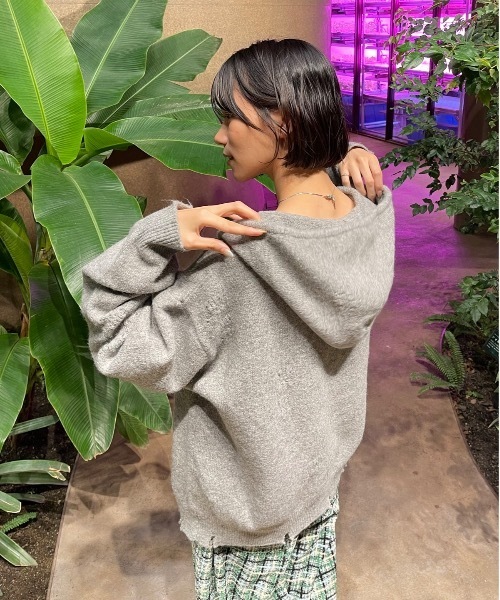 MandO（エムオー） パーカー 「MandO」ダブルジップダメージニット