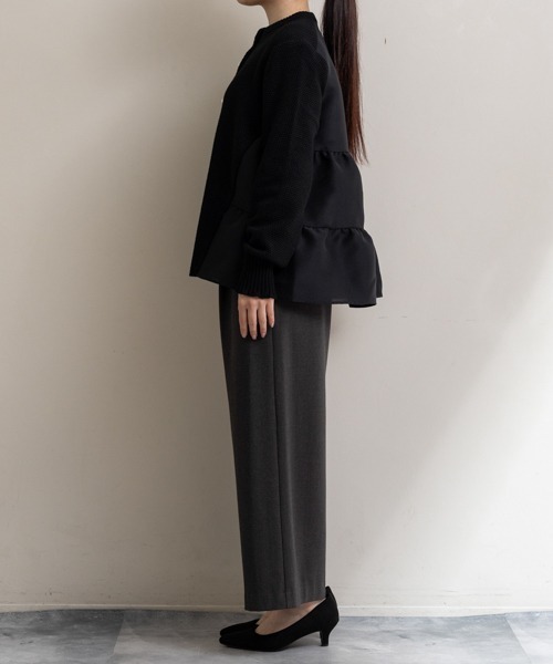 Sono - 完売品　22FW sono グレー　バックティアードハイブリッドニット Sono - 完売品 22FW sono グレー バックティアードハイブリッド