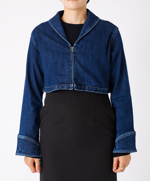 ギフトショート丈ジーンズジャケット woadblue デニムジャケット gジャン 「157×WOADBLUE」Short ZIP