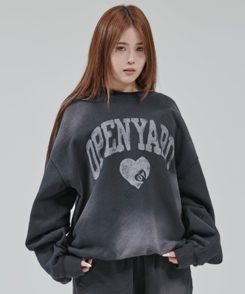 トレーナー スウェット 「OY/オーワイ」 VINTAGE WASHED HEART CREWNECK/ヴィンテージハートクルーネック レディース メ