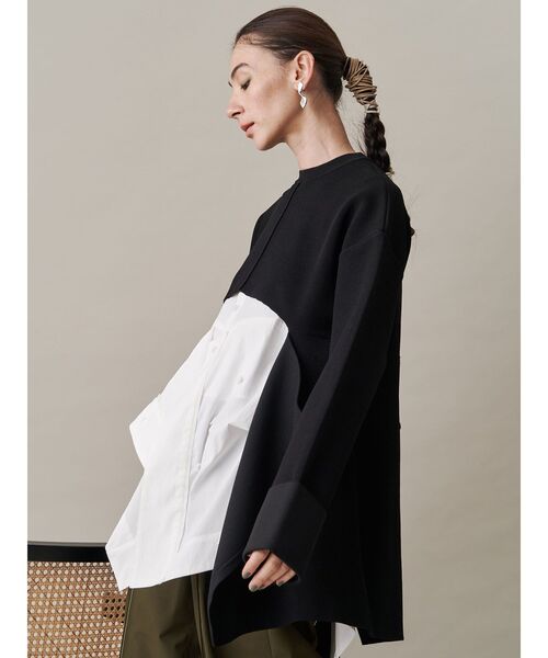 2WAY CAPE KNIT TOPS ブラック 2WAY CAPE KNIT TOPS ブラック
