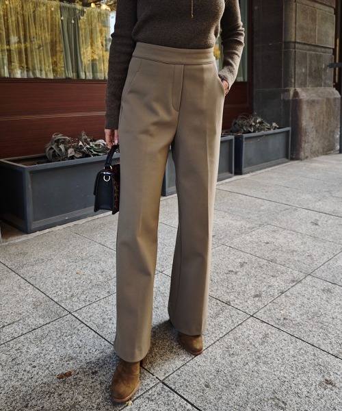 パンツ ウエストボタンストレートパンツ レディース