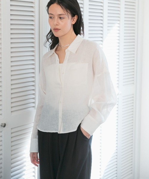 ブラウス シャツ B2817 ワイドシャツ レディース mic by Olu. ブラウス シャツ ワイドスリーブシアーシャツ