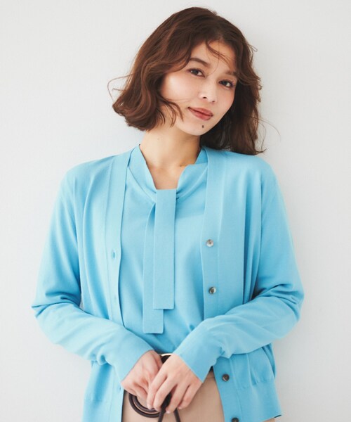 UNTITLED カーディガン 「アンサンブル可能」配色Vネック