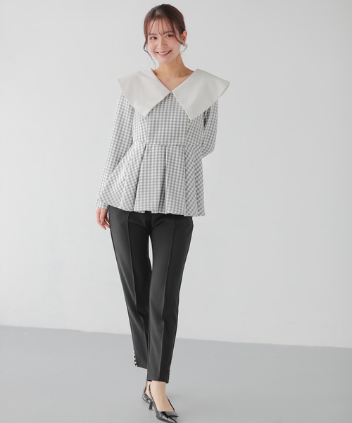 Fit more（フィットモア） ビッグカラーギンガムチェックトップス