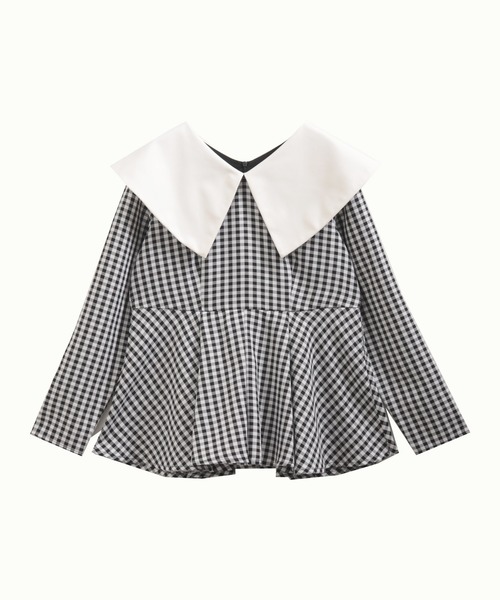 Fit more（フィットモア） ビッグカラーギンガムチェックトップス