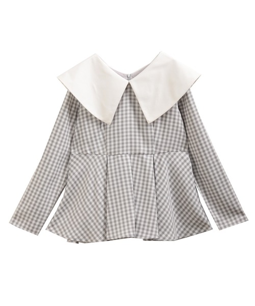Fit more（フィットモア） ビッグカラーギンガムチェックトップス