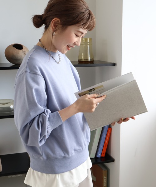 トレーナー スウェット ラメ 裏毛 袖ボリューム プルオーバー レディース AMERICAN HOLIC トレーナー スウェット ラメ裏毛プルオーバー
