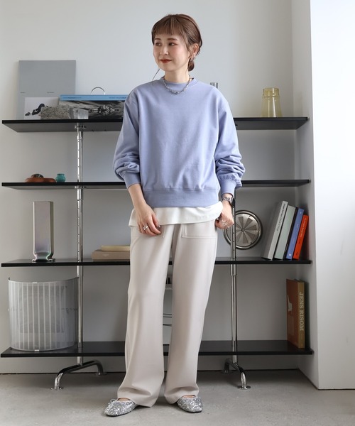 トレーナー スウェット ラメ 裏毛 袖ボリューム プルオーバー レディース AMERICAN HOLIC トレーナー スウェット ラメ裏毛プルオーバー
