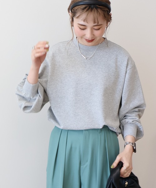 トレーナー スウェット ラメ 裏毛 袖ボリューム プルオーバー レディース AMERICAN HOLIC トレーナー スウェット ラメ裏毛プルオーバー