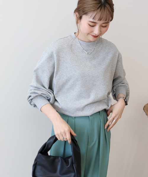 トレーナー スウェット ラメ 裏毛 袖ボリューム プルオーバー レディース AMERICAN HOLIC トレーナー スウェット ラメ裏毛プルオーバー