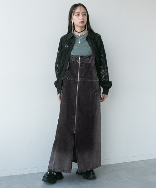 HARE 加工デニムジャンバースカート HARE ワンピース カコウデニムジャンスカ(HARE) : ZOZOTOWN