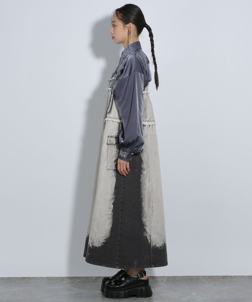 HARE 加工デニムジャンバースカート HARE ワンピース カコウデニムジャンスカ(HARE) : ZOZOTOWN