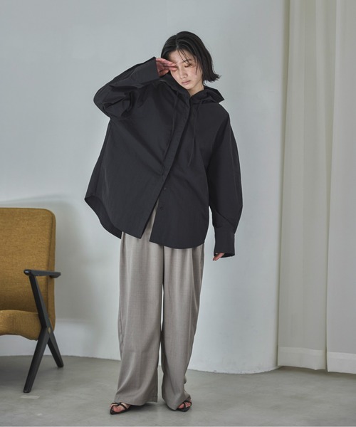 feepur ブラウス シャツ タフタフーディーシャツ レディース