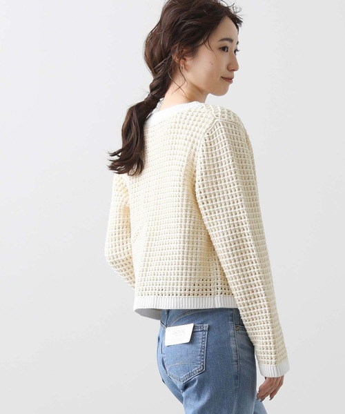 Torrazzo Donna カーディガン メッシュバイカラーカーディガン