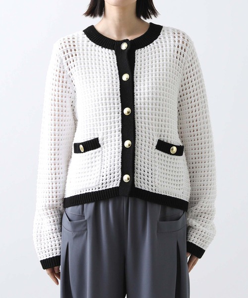 Torrazzo Donna（トラッゾドンナ） カーディガン メッシュバイカラー