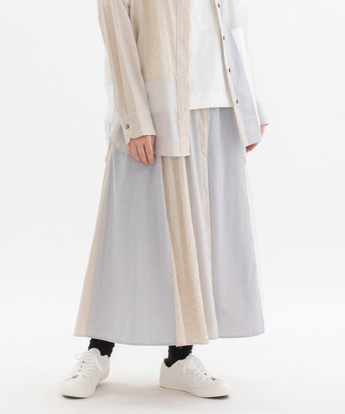 ノップドゥノッド（nop de nod）/misc異素材づかいふんわりスカート nop de nod（ノップドゥノッド） スカート misc異素材づかいふんわり