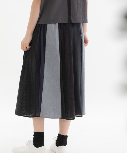 nop de nod（ノップドゥノッド） スカート misc異素材づかいふんわり