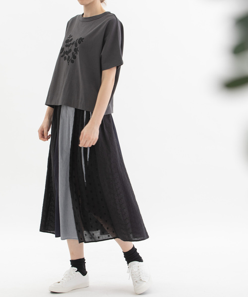 nop de nod（ノップドゥノッド） スカート misc異素材づかいふんわり