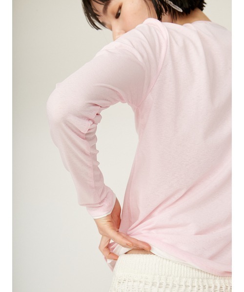 「emmi」 長袖カットソー MEDIUM ベージュ レディース セミシアーベーシックトップス(カットソー)｜トップス｜emmi