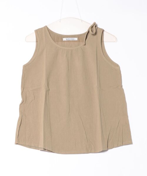 BLANC FICELLE タンクトップ ノースリーブ ショルダーリボン 
