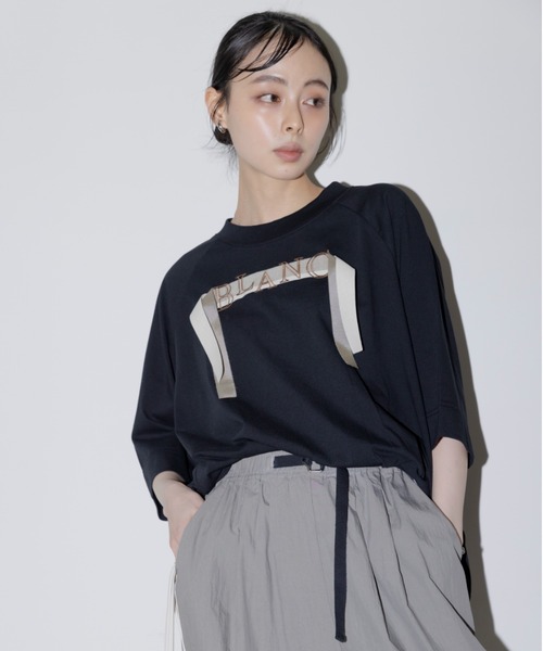 Eimee Law tシャツ テープロゴ エンブロヘム タックラグランT