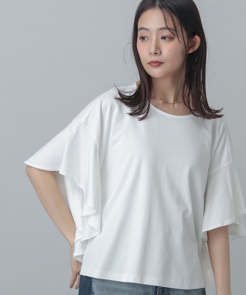 GLOBAL WORK tシャツ ビッグフリルチュニック半袖/MATINEE LINE