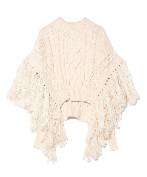 ベスト ジレ uca / aran hand fringe poncho vest レディース