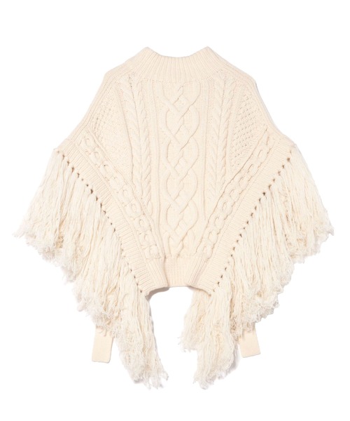 ベスト ジレ uca / aran hand fringe poncho vest レディースの画像