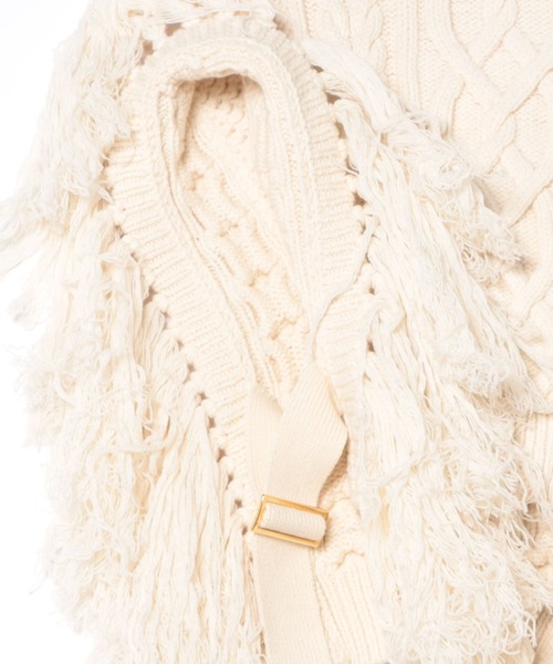 ベスト ジレ uca / aran hand fringe poncho vest レディースの画像