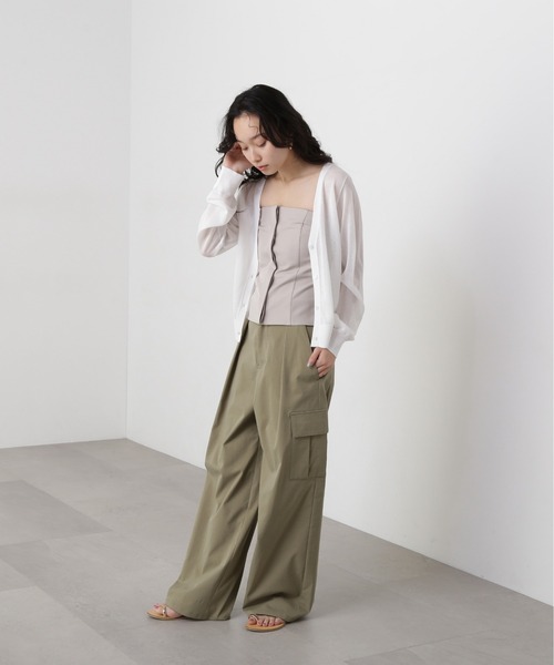 N.Natural Beauty Basic カーディガン シアーVネックフォルム