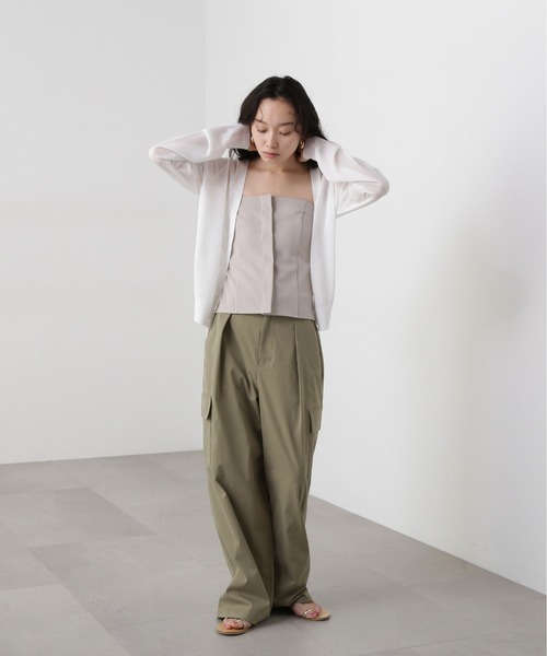 N.Natural Beauty Basic カーディガン シアーVネックフォルム