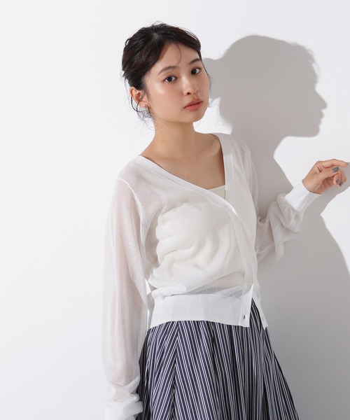 N.Natural Beauty Basic カーディガン シアーVネックフォルム