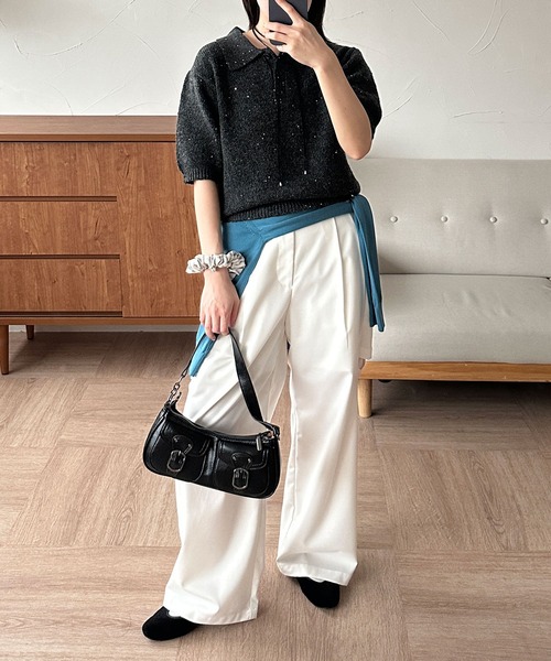 MUHET ポロシャツ ポロ glitter polo knit / グリッターポロ