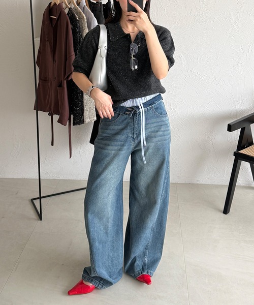 ORIMI グリッターニットポロ ORIMI グリッターニットポロ 24ss サイズ2の通販 by kililil's