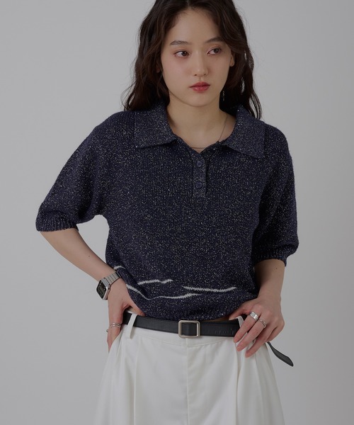 MUHET（ミュエータ） ポロシャツ ポロ glitter polo knit / グリッター