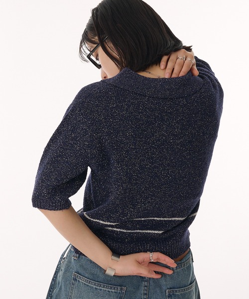 MUHET（ミュエータ） ポロシャツ ポロ glitter polo knit / グリッター