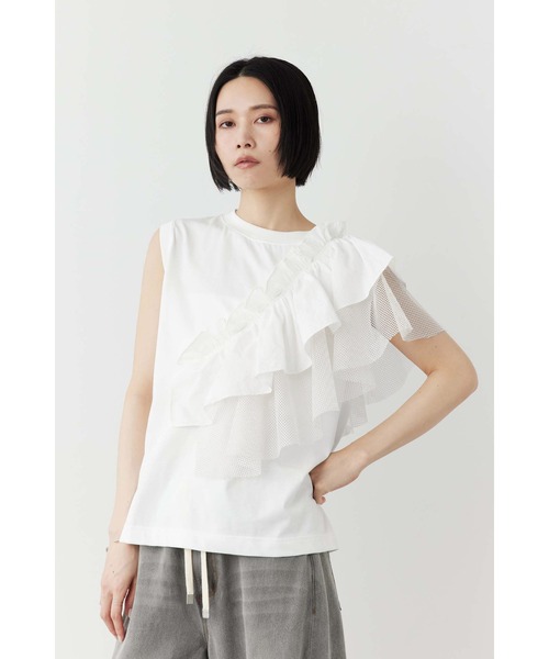 tシャツ アシメラッフルカットソー レディース