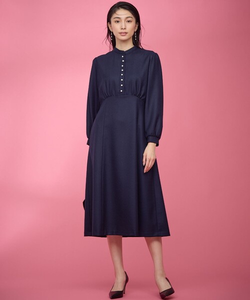 「組曲」 長袖ワンピース 1 ネイビー レディース_画像3