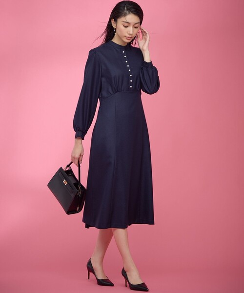 「組曲」 長袖ワンピース 1 ネイビー レディース_画像5