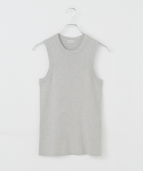 タンクトップ ノースリーブ 「INSCRIRE /アンスクリア」Cotton Rib Tank Top：タンクトップ レディース