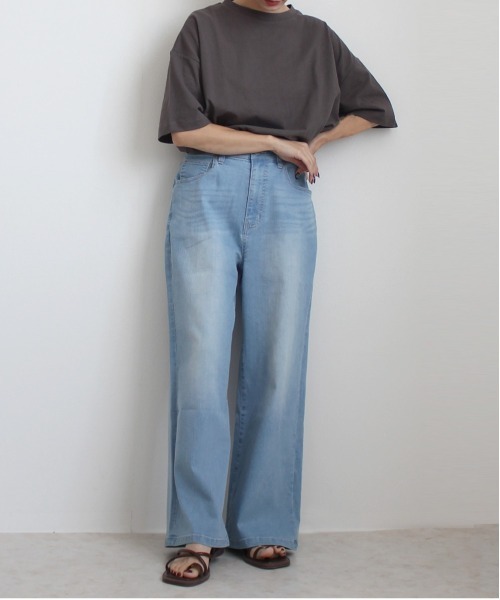 美品＊ブロカント ソフトデニム グランクールトラウザーパンツ ワイドパンツ Brocante ブロカント ソフトデニムグランクールトラウザーパンツ