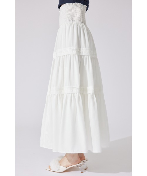 【新品未使用】rienda ウエストシャーリングタックデザインフレアスカート ウェストシャーリングタックデザインフレアスカート｜リエンダの