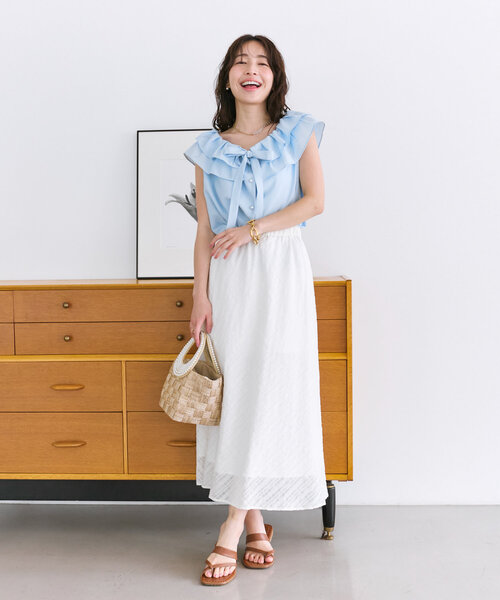「La boutique BonBon」 ノースリーブブラウス FREE ブラウン レディース La boutique BonBon｜【最強モテブラウス】フリルノースリ