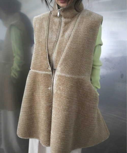 Ameri（アメリ） ベスト ジレ BOA V NECK REVERSIBLE PEPLUM VEST