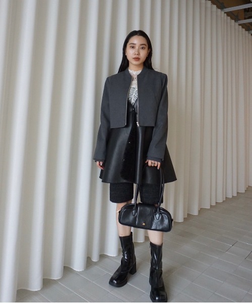 Ameri（アメリ） ベスト ジレ BOA V NECK REVERSIBLE PEPLUM VEST
