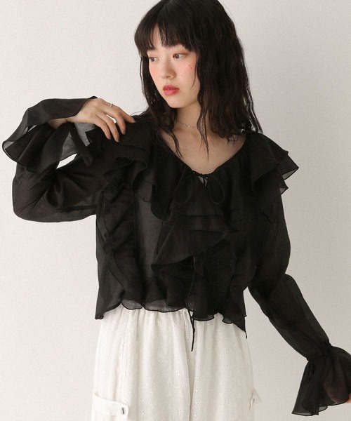 Heather（ヘザー） ブラウス シャツ ラッフルリボンブラウス 575759