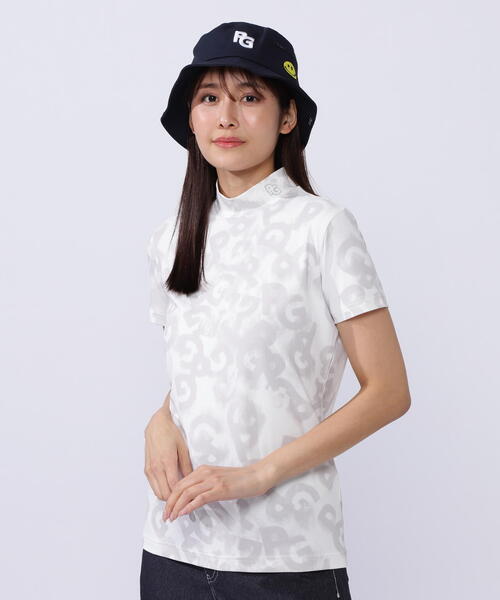 tシャツ 「PEARLY GATES」PGロゴデニム柄Peストレッチ半袖ハイネックカットソー レディース