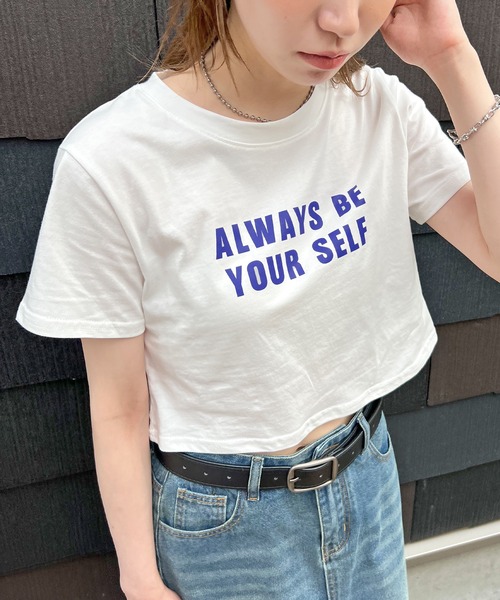 tシャツ 半袖 「選べる着丈」英字ロゴプリント半袖Tシャツ / ロゴT