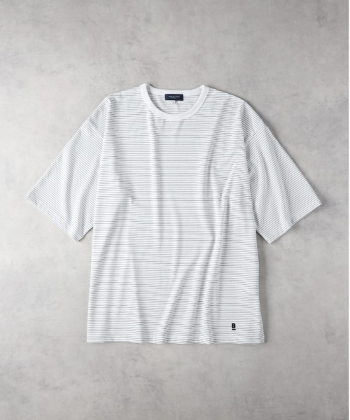 BACK NUMBER tシャツ 「BACK NUMBER」裾ロゴ刺繍ボーダーTシャツ (T/C